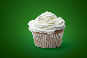 cupcake with cream on isolated background