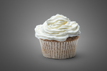 cupcake with cream on isolated background