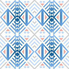 seamless colorful  native geometry pattern on white background