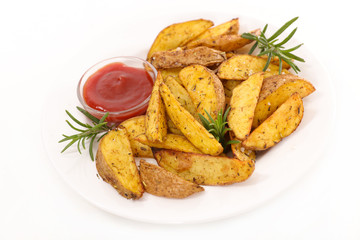 rustic potato with ketchup