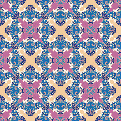 Seamless pattern texture. Indian, arabic, turkish style elements. Vintage vector card. Hand drawn doodle illustration. Floral pattern
