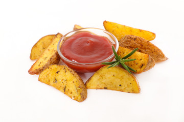 rustic potato with ketchup