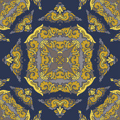 Seamless pattern texture. Indian, arabic, turkish style elements. Vintage vector card. Hand drawn doodle illustration. Floral pattern