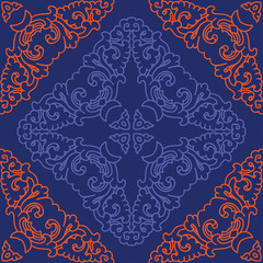 Seamless pattern texture. Indian, arabic, turkish style elements. Vintage vector card. Hand drawn doodle illustration. Floral pattern