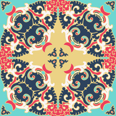 Seamless pattern texture. Indian, arabic, turkish style elements. Vintage vector card. Hand drawn doodle illustration. Floral pattern