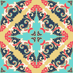 Seamless pattern texture. Indian, arabic, turkish style elements. Vintage vector card. Hand drawn doodle illustration. Floral pattern