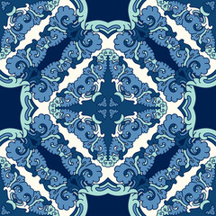 Seamless pattern texture. Indian, arabic, turkish style elements. Vintage vector card. Hand drawn doodle illustration. Floral pattern