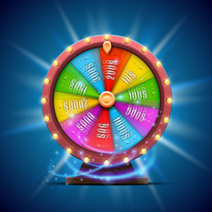 Colorful fortune wheel. isolated on blue background.