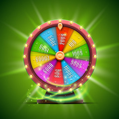 Colorful fortune wheel. isolated on green background.