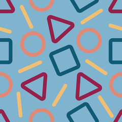 seamless colorful abstract geometric pattern on blue background