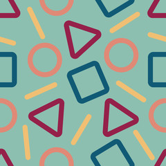 seamless colorful abstract geometric pattern on green background