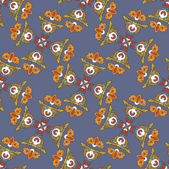 Vector abstract seamless patchwork pattern. Arabic tile texture with geometric and floral ornaments. Decorative elements for textile, book covers, print, gift wrap. Vintage boho style.