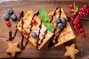 Waffles and berries