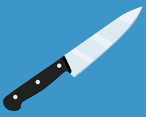 cooking knife icon isolated on blue background. vector illustration in flat style