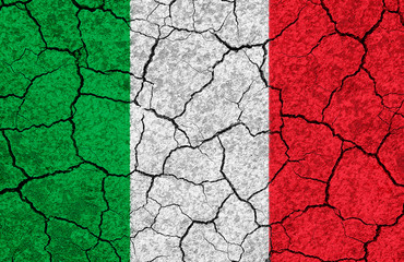 Italien Flagge auf einer Steinmauer 