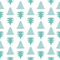 seamless green pine tree pattern on white background