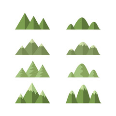 set of green moutains , cartoon vector