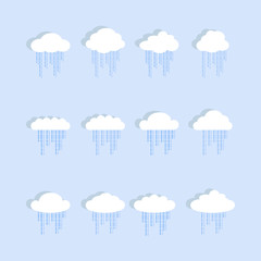 Set Cloud With Rain ,cartoon vector