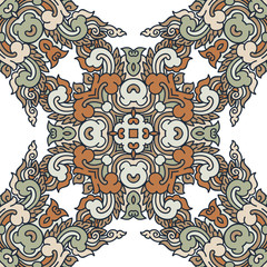 Vector abstract seamless patchwork pattern. Arabic tile texture with geometric and floral ornaments. Decorative elements for textile, book covers, print, gift wrap. Vintage boho style.