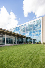 Fototapeta na wymiar Modern Hospital Building With Glass Windows