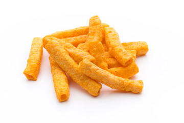 Potato fry on white isolated background.