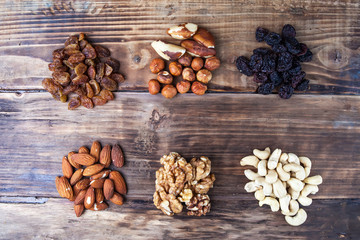 Fototapeta na wymiar nuts mix exotic fruits