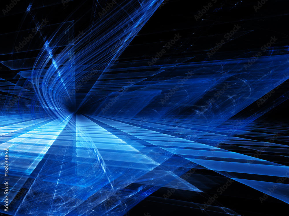 Poster abstract background element. three-dimensional composition of glowing grids and wave shapes. science
