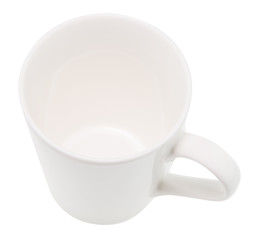 White coffee cup on a white background.