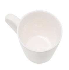 White coffee cup on a white background.