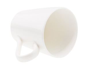 White coffee cup on a white background.