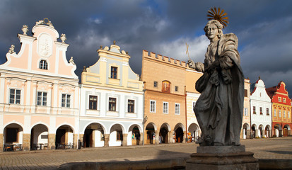 Fototapeta na wymiar statue of st. Margaret on Telc or Teltsch town square