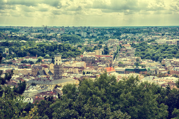 Fototapeta na wymiar Lviv, Ukraine old city top view panorama