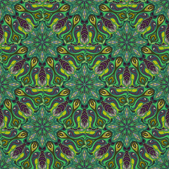 Ornate floral seamless texture, endless pattern with vintage mandala elements.