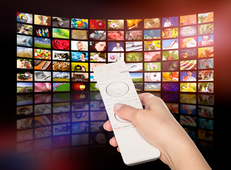 Television production concept. TV movie panels