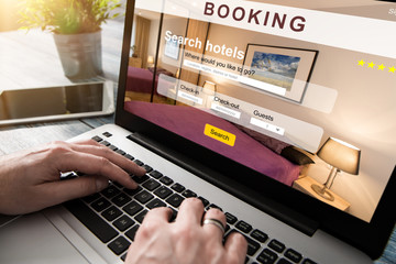 booking hotel travel traveler search business reservation - obrazy, fototapety, plakaty