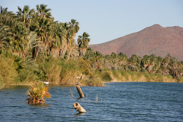 Laguna (lagoon) de San Ignacio with vulcano Las Tres Virgenes in the background, San Ignacio, Baja California Sur, Mexico