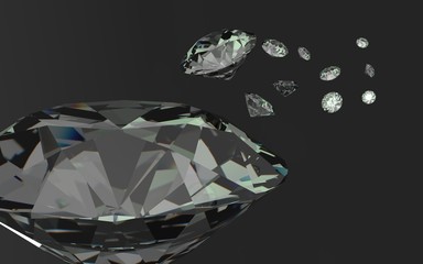 close up of a placer diamonds on a black background