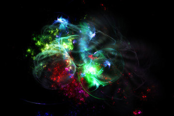 Colorful fractal nebula on black background