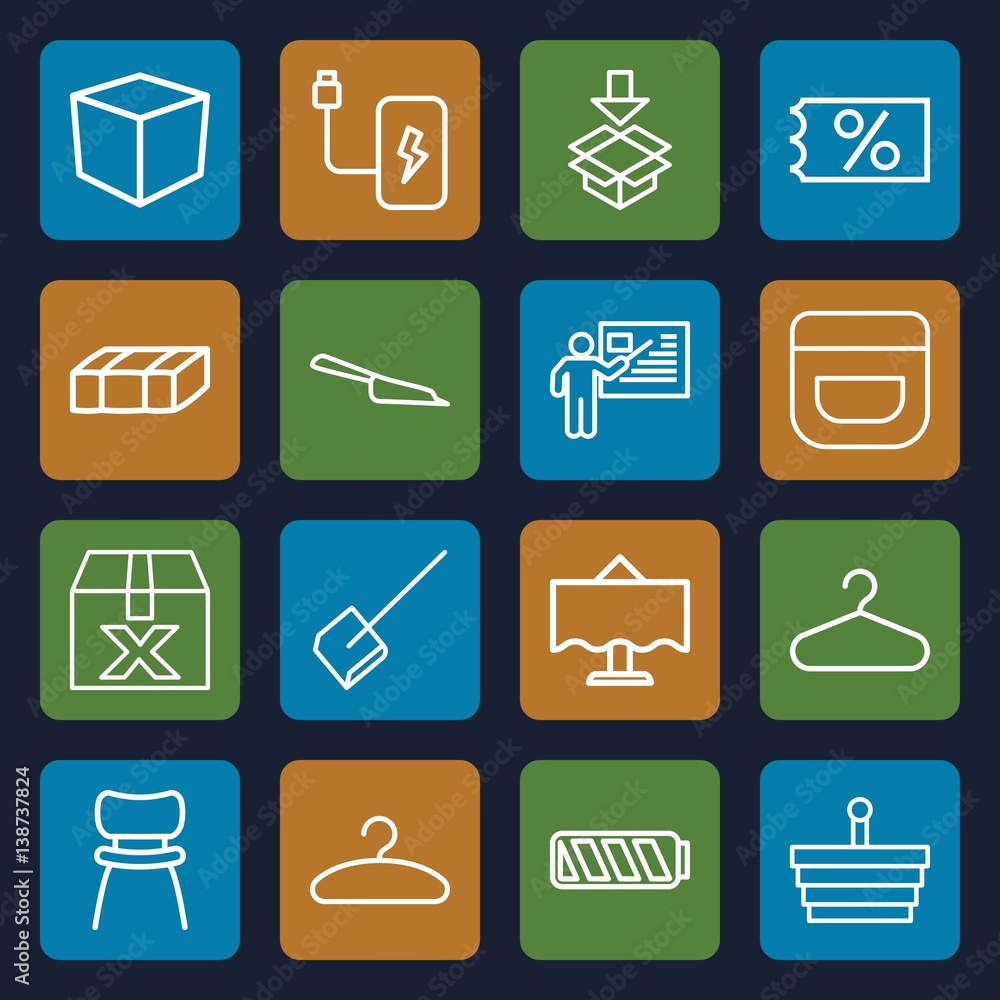 Poster set of 16 empty outline icons