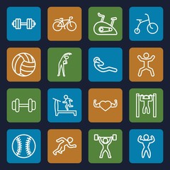 Set of 16 exercise outline icons