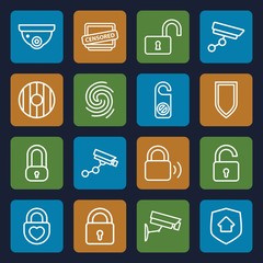 Set of 16 privacy outline icons