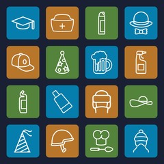 Set of 16 cap outline icons