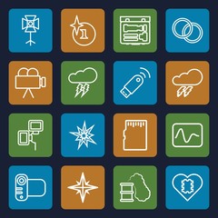 Set of 16 flash outline icons