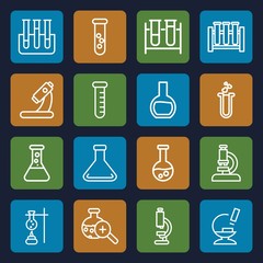Set of 16 lab outline icons