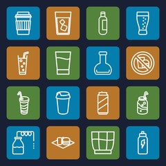 Set of 16 soda outline icons