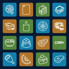 Set of 16 slice outline icons
