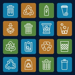 Set of 16 recycle outline icons