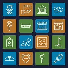 Set of 16 small outline icons