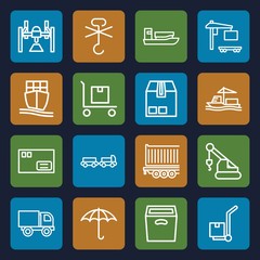 Set of 16 shipping outline icons