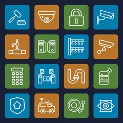 Set of 16 system outline icons